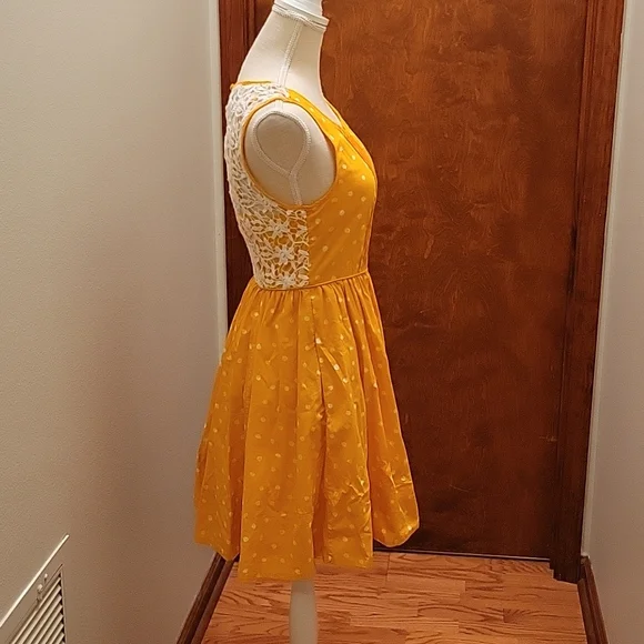 Moulinette Soeurs Anthropologie Melora Yellow Polka Dot Dress in size 2 - Picture 4 of 16